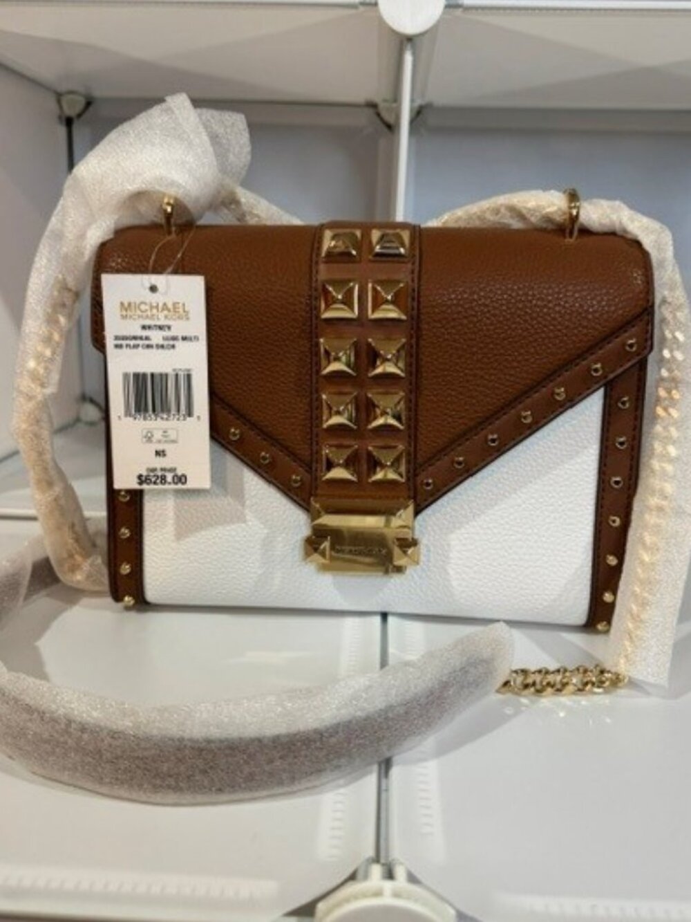 Michael Kors Whitney Gold Studded Shoulder Purse